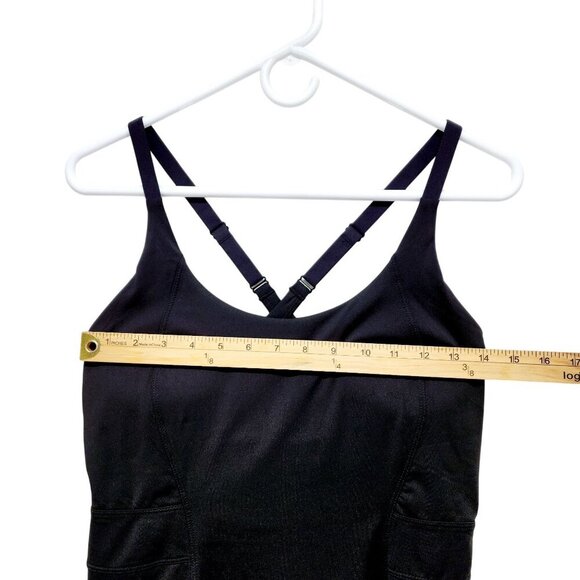 Black Crossback Athletic Tennis Dress With Adjustable Straps Flared Skirt Size S - Picture 4 of 12